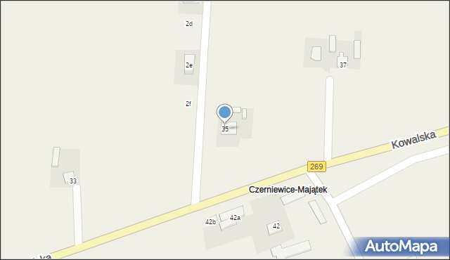 Czerniewice, Kowalska, 35, mapa Czerniewice