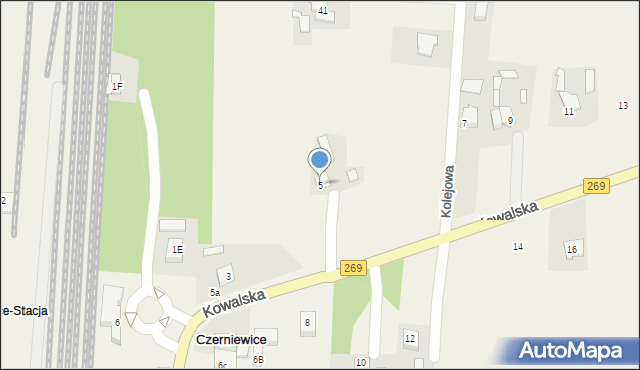 Czerniewice, Kowalska, 5, mapa Czerniewice