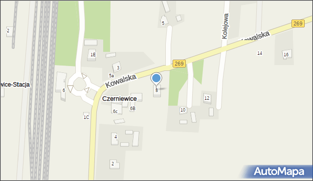 Czerniewice, Kowalska, 8, mapa Czerniewice