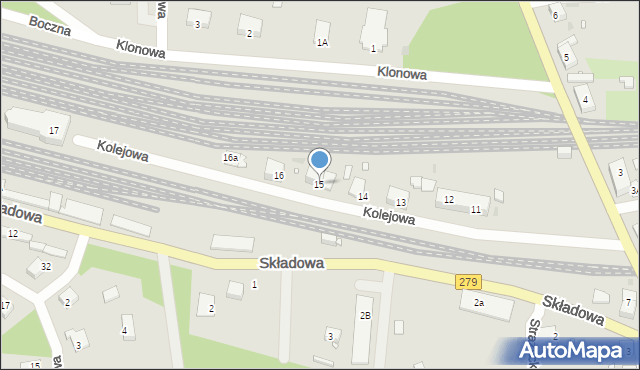 Czerwieńsk, Kolejowa, 15, mapa Czerwieńsk