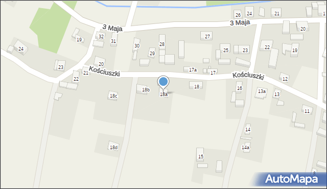 Czerwona Woda, Kościuszki Tadeusza, gen., 18a, mapa Czerwona Woda