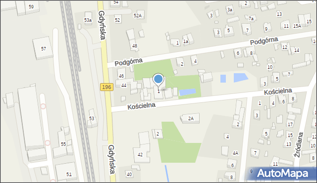 Czerwonak, Kościelna, 1, mapa Czerwonak