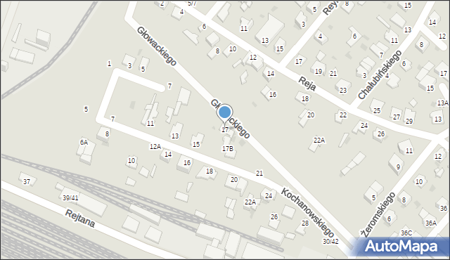 Częstochowa, Kochanowskiego Jana, 17, mapa Częstochowy