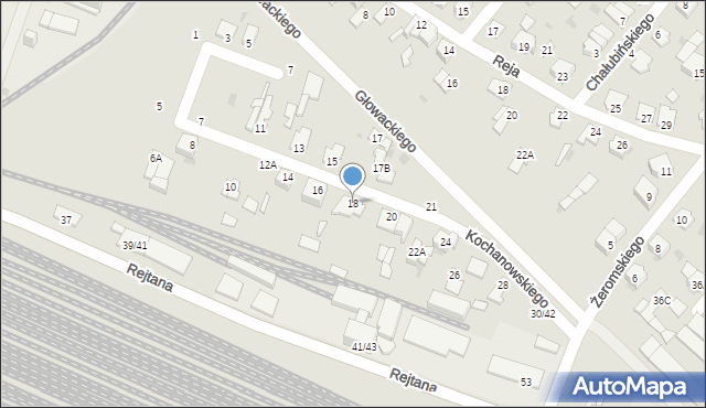 Częstochowa, Kochanowskiego Jana, 18, mapa Częstochowy