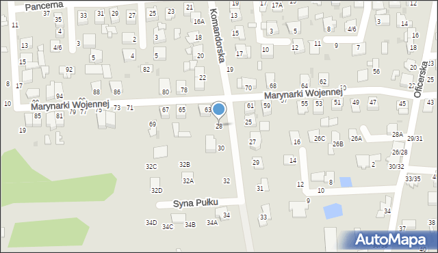 Częstochowa, Komandorska, 28, mapa Częstochowy