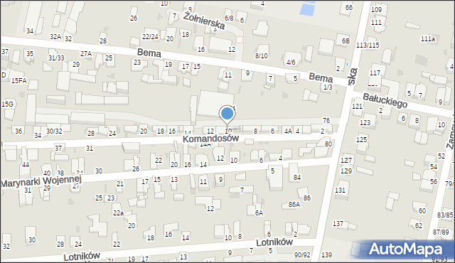 Częstochowa, Komandosów, 10, mapa Częstochowy