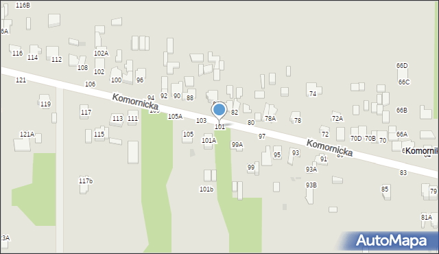 Częstochowa, Komornicka, 101, mapa Częstochowy