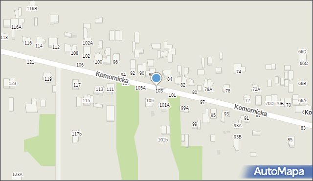 Częstochowa, Komornicka, 103A, mapa Częstochowy