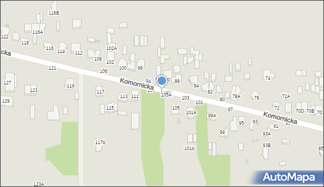 Częstochowa, Komornicka, 105B, mapa Częstochowy