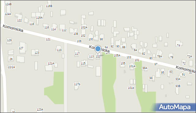 Częstochowa, Komornicka, 111, mapa Częstochowy