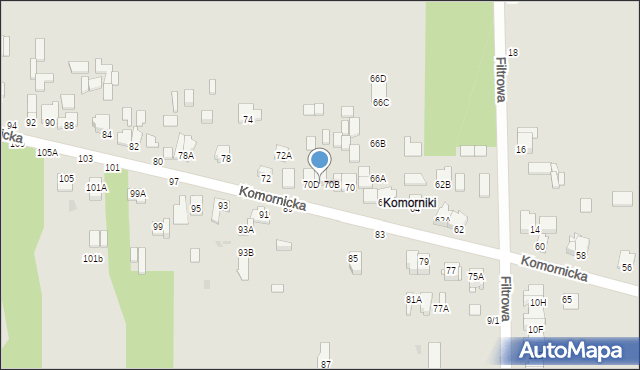 Częstochowa, Komornicka, 70C, mapa Częstochowy