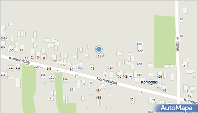 Częstochowa, Komornicka, 74, mapa Częstochowy