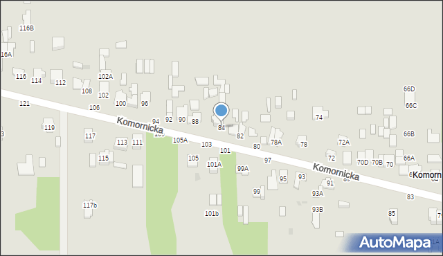 Częstochowa, Komornicka, 84, mapa Częstochowy