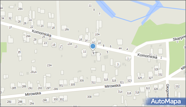 Częstochowa, Komornicka, 9, mapa Częstochowy