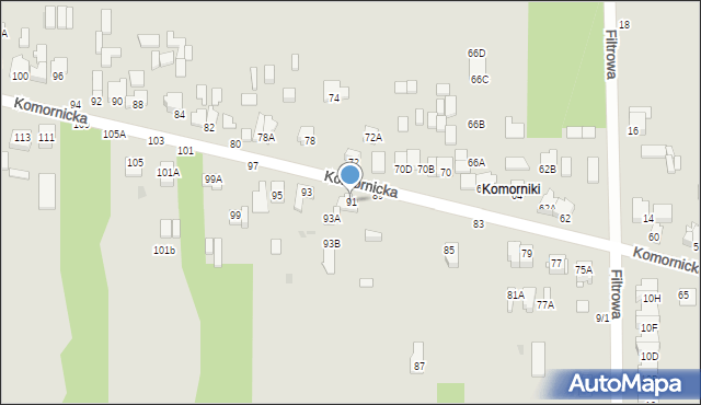 Częstochowa, Komornicka, 91, mapa Częstochowy