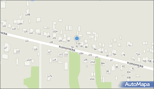 Częstochowa, Komornicka, 92A, mapa Częstochowy