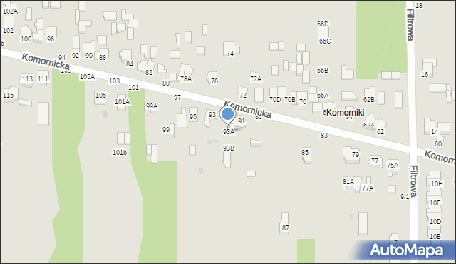 Częstochowa, Komornicka, 93A, mapa Częstochowy