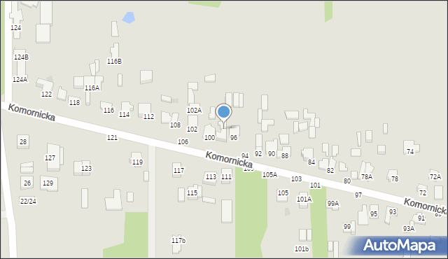 Częstochowa, Komornicka, 98A, mapa Częstochowy