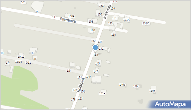 Częstochowa, Korkowa, 143, mapa Częstochowy