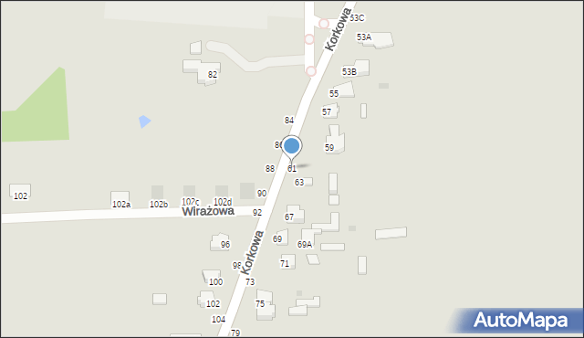 Częstochowa, Korkowa, 61, mapa Częstochowy