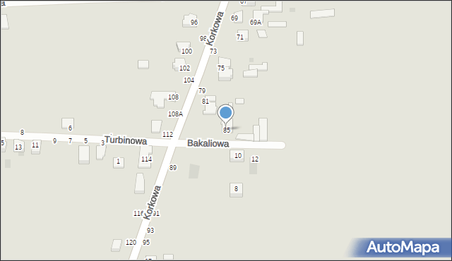 Częstochowa, Korkowa, 85, mapa Częstochowy