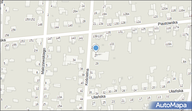 Częstochowa, Kościelna, 27, mapa Częstochowy