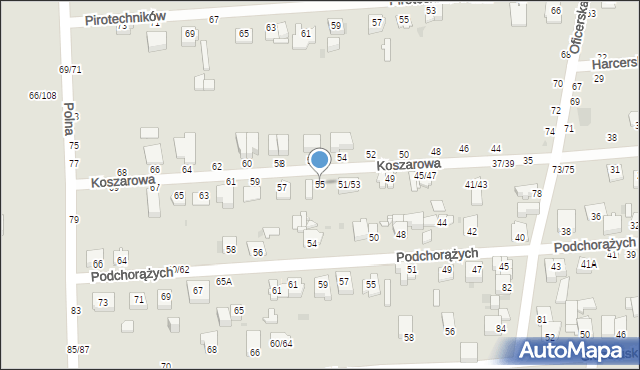 Częstochowa, Koszarowa, 55, mapa Częstochowy