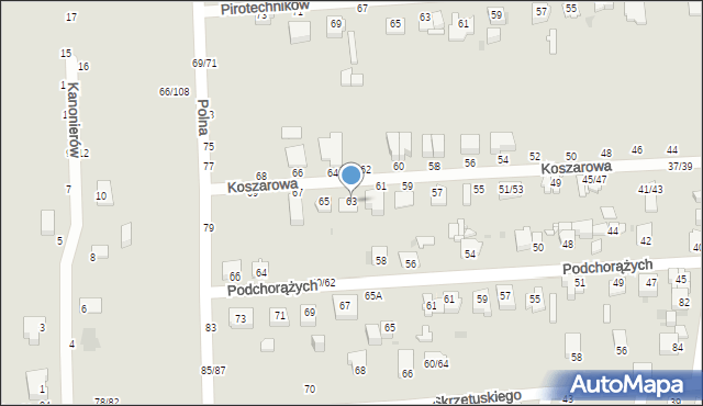 Częstochowa, Koszarowa, 63, mapa Częstochowy