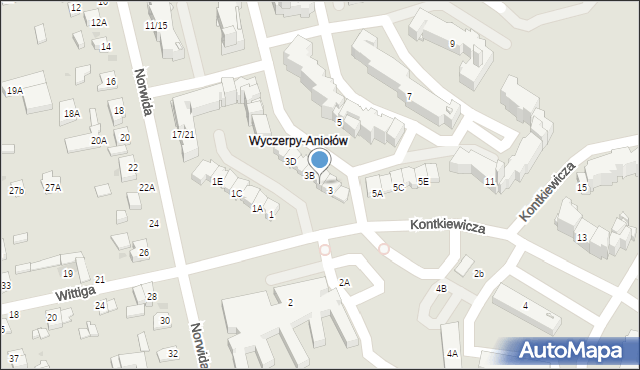 Częstochowa, Kontkiewicza Stanisława, prof., 3A, mapa Częstochowy