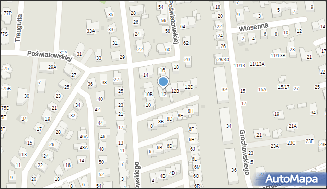 Częstochowa, Kołakowskiego Jerzego Władysława, prof., dr., inż., 12, mapa Częstochowy