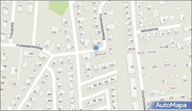 Częstochowa, Kołakowskiego Jerzego Władysława, prof., dr., inż., 16, mapa Częstochowy