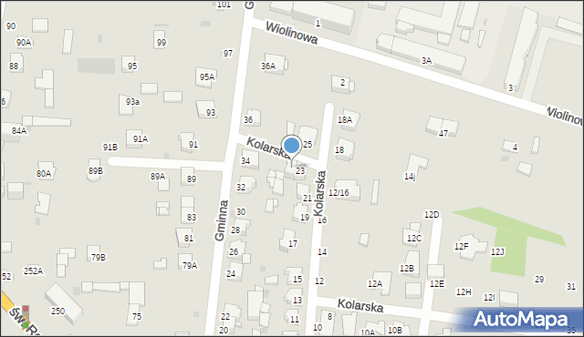 Częstochowa, Kolarska, 23A, mapa Częstochowy