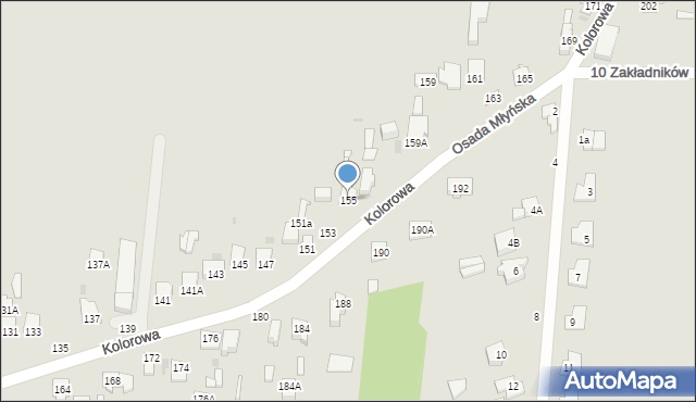 Częstochowa, Kolorowa, 155, mapa Częstochowy