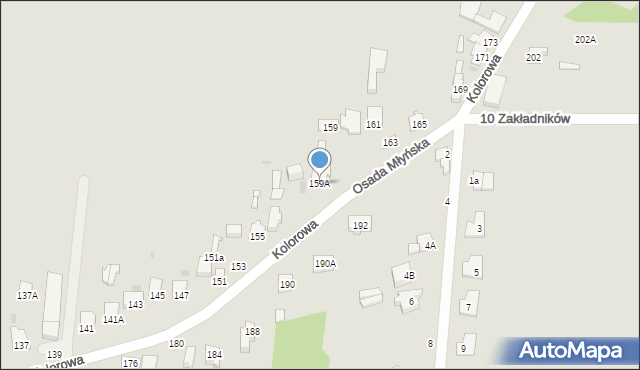 Częstochowa, Kolorowa, 159A, mapa Częstochowy