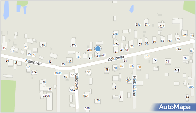 Częstochowa, Kolorowa, 43, mapa Częstochowy