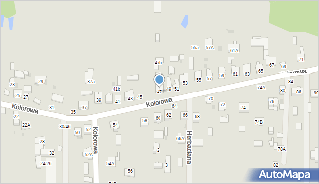 Częstochowa, Kolorowa, 47, mapa Częstochowy