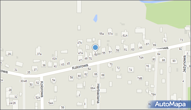 Częstochowa, Kolorowa, 53, mapa Częstochowy