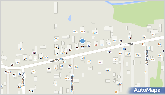 Częstochowa, Kolorowa, 57, mapa Częstochowy