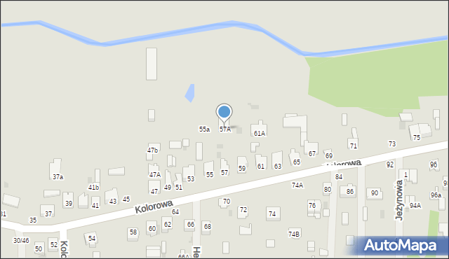 Częstochowa, Kolorowa, 57A, mapa Częstochowy