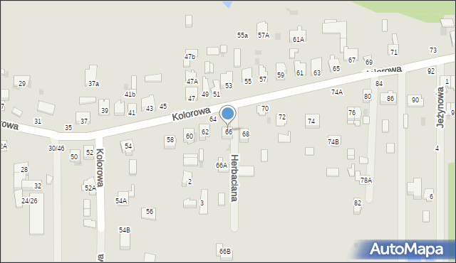 Częstochowa, Kolorowa, 66, mapa Częstochowy