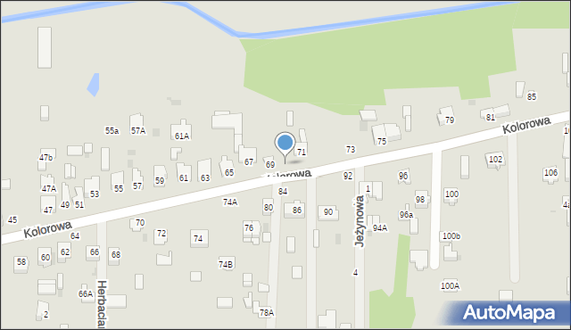 Częstochowa, Kolorowa, 69A, mapa Częstochowy