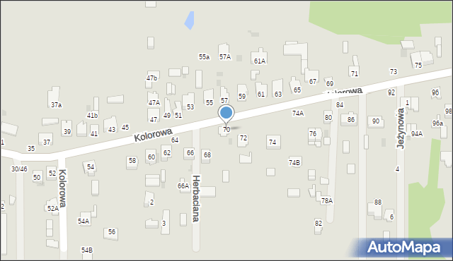 Częstochowa, Kolorowa, 70, mapa Częstochowy