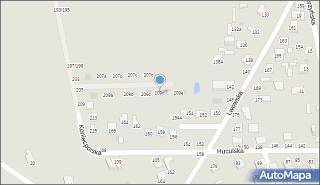 Częstochowa, Koniecpolska, 209d, mapa Częstochowy