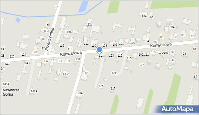 Częstochowa, Konwaliowa, 127, mapa Częstochowy