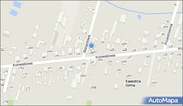 Częstochowa, Konwaliowa, 136, mapa Częstochowy