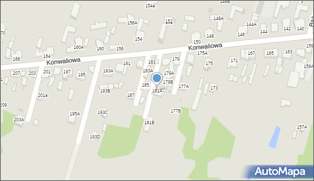 Częstochowa, Konwaliowa, 181A, mapa Częstochowy