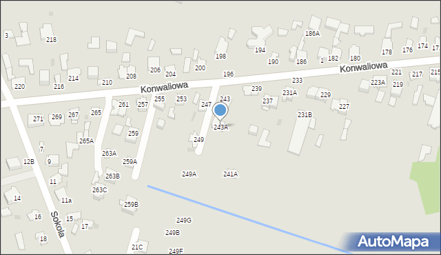 Częstochowa, Konwaliowa, 243A, mapa Częstochowy