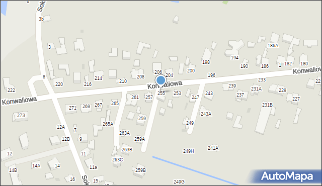 Częstochowa, Konwaliowa, 255, mapa Częstochowy