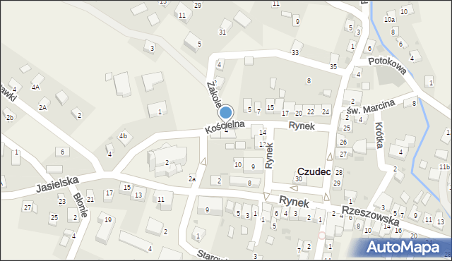 Czudec, Kościelna, 4, mapa Czudec