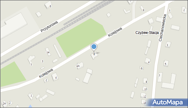 Czyżew, Kolejowa, 8, mapa Czyżew